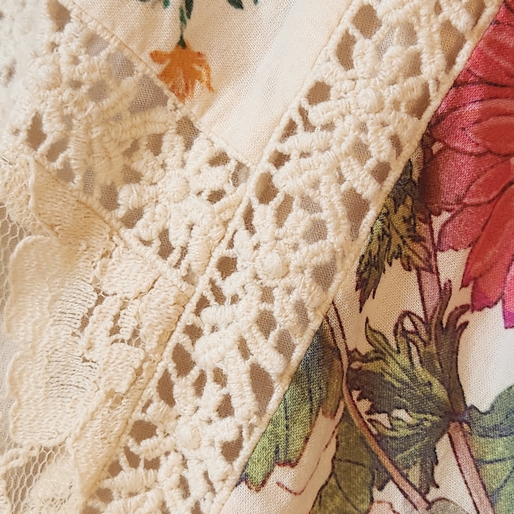 Reba Maxi Skirt 6 Cream Floral Cotton Lacey Lace Crochet A-Line Long New $180 - Picture 10 of 16